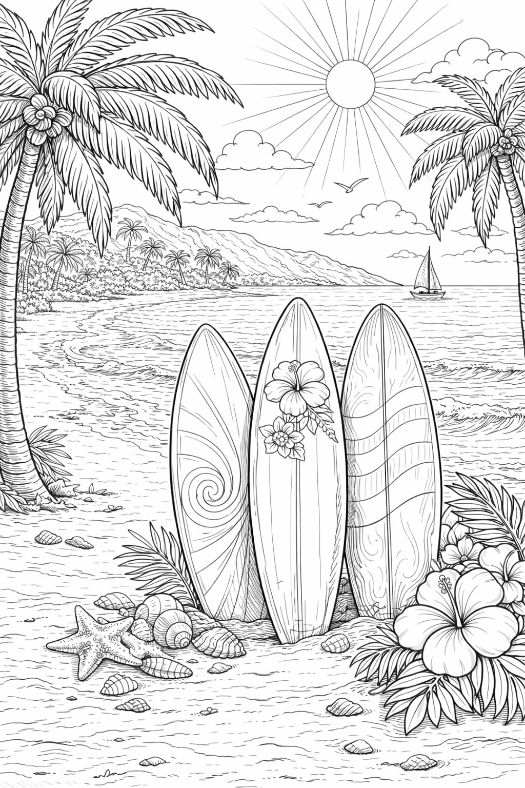 Tablas de surf en la playa